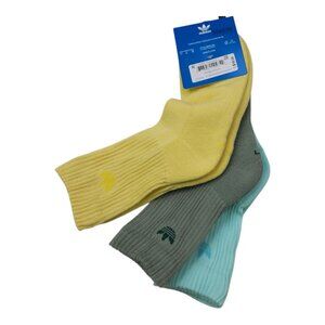 Adidas High Quarter Socks 3 Pack Mens L Moisture-Wicking Green Yellow